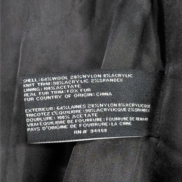 A.B.S. Allen Shwartz Womens Coat Size 14 Houndstooth Luxury Fur Hood Wool Blend - Picture 15 of 16